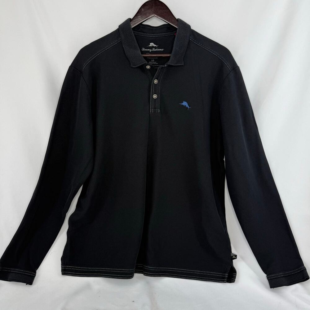 Tommy Bahama Black Long Sleeve Polo L